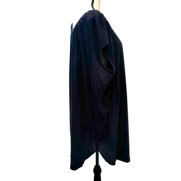 ORGANIC BY JOHN PATRICK BLACK COTTON ON OR OFF THE SHOULDER TUNIC DRESS - Picture 4 of 13